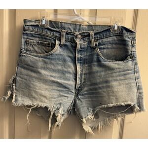 Mens VTG‎ Levis Big E Cutoffs Blue Jean Shorts Sz 32" 60s/70s Denim Redline Tag